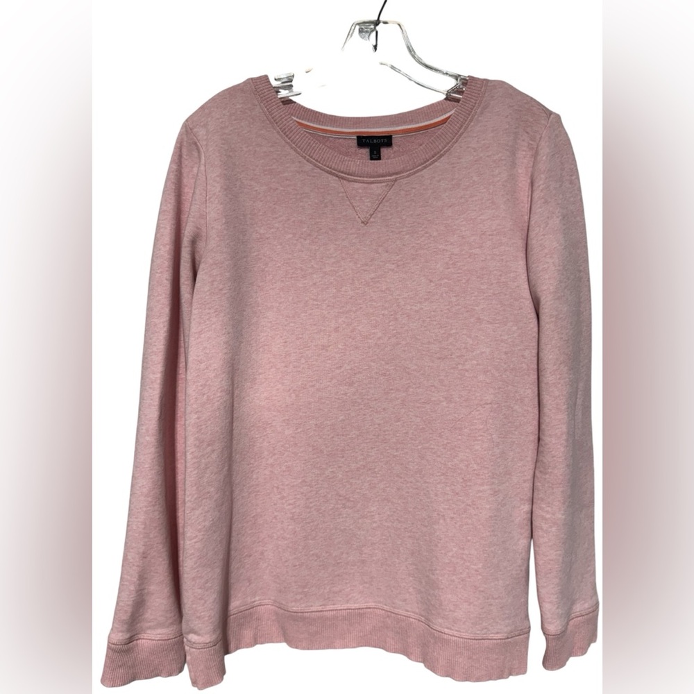 Talbots French Terry Long Heathered Pink Sleeve Sweatshirt In Women’s Size S